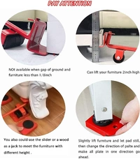 Furniture Lifter Mover Tool Set Heavy Duty Furniture Lifter With 4 Sliders For Easy And Safe Moving 360 Degree Rotatable Pads Suitable For Sofas And Refrigerators Capacity Up to 150KG (Random Color)